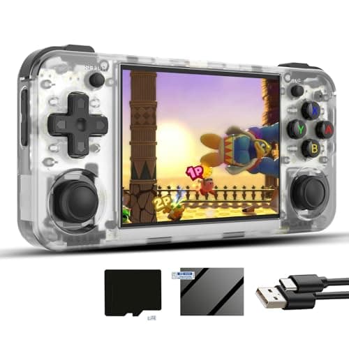 Image of RG35XX H Linux Retro Handheld Game Console 35xx H with a 64G Card Pre-Loaded 6900 Games,RG35XXH 3.5'' IPS Screen Supports 5G WiFi Bluetooth HD and TV Output (ANBERNIC RG35XX H-White-NEW)