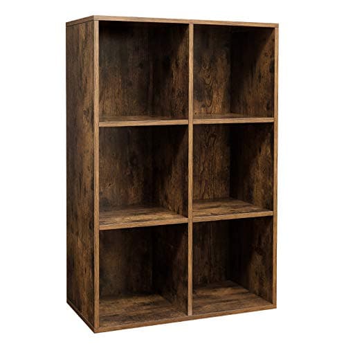 Image of VASAGLE Bookcase, Bookshelf, Storage Shelf with 6 Compartments, Standing Shelf, Cube Shelf, for Living Room, Home Office, Dinning Room, Rustic Brown LBC203BX