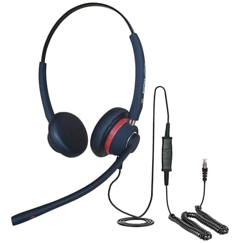 Image of RJ9 Headset for BT home or office Phone Eartec 510D Professional Noise Cancelling double ear headset for call Centres- EAR510D + QD002 (P) Double Ear