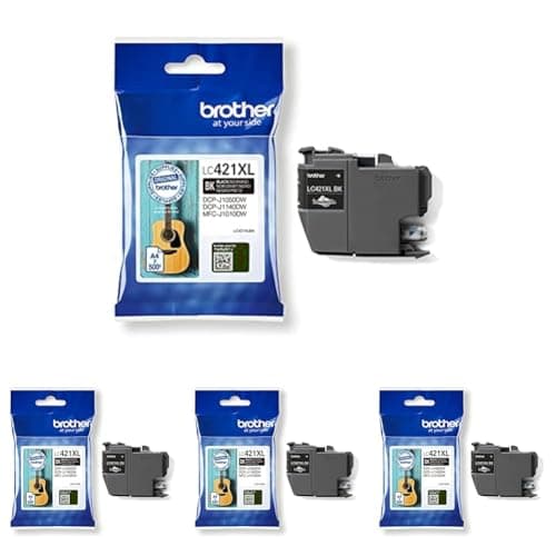 Image of BROTHER LC-421XLBK Inkjet Cartridge, Black, Single Pack, High Yield includes 1 x Inkjet Cartridge, Genuine Supplies (Pack of 4)
