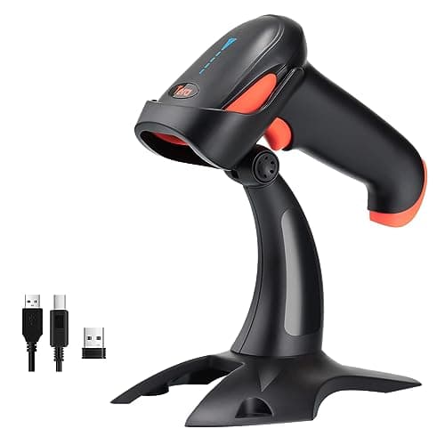 Image of Tera Wireless Barcode Scanner 1D 2D QR with Stable Stand, 3 in 1 Compatible with Bluetooth & 2.4GHz Wireless & Wired Connection, Handheld USB Image Bar Code Reader with Vibration Alert, HW0002