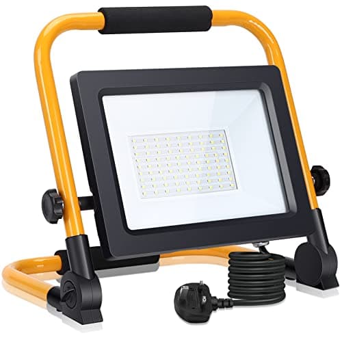 Image of Aigostar Folding Floodlight, 50W 4500LM IP65 Waterproof LED Job Site Light, 5.9ft Cord Plug, Cool White Portable Work Floodlight for Outdoor Garden