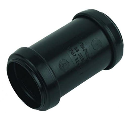 Image of FLOPLAST 32mm Black Pushfit Waste Pipe Coupling - Bag of 2