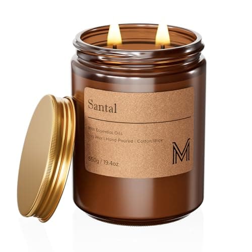 Image of M&SENSE Scented Candles Gifts for Women 550g Santal 2-Wick Natural Soy Wax Large Candles 110H Long Burning Aromatherapy Candles Gift for Men, Perfect Halloween Christmas Gifts