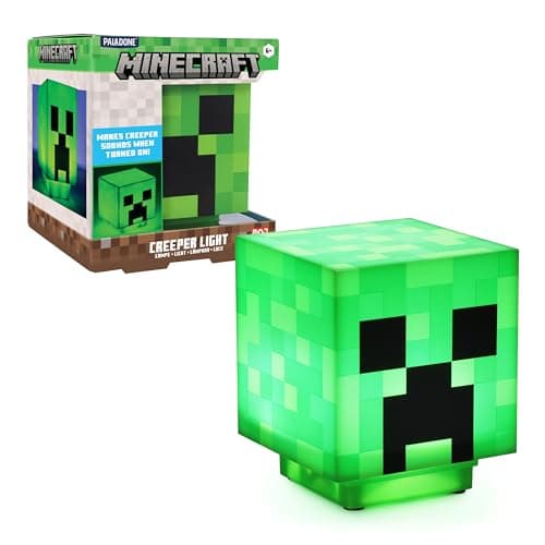 Image of Minecraft Creeper Light with Official Creeper Sounds, Handheld Night Light & Fun Toy for Kids, Minecraft Lamp for Bedside Table