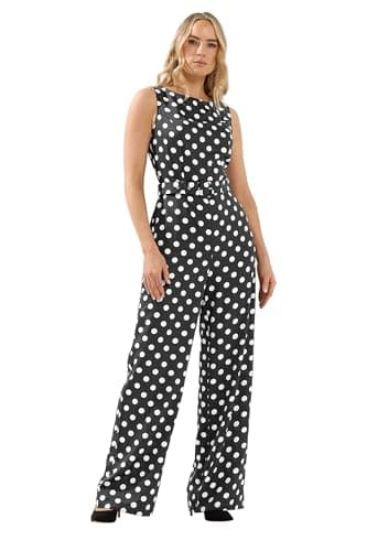Image of Long Tall Sally - Lts Tall Polka Dot Wide Leg Jumpsuit - Women's