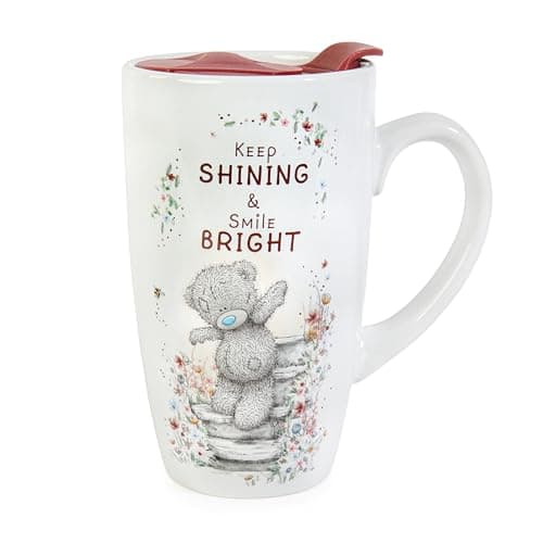 Image of Me To You Tatty Teddy Ceramic Travel Mug with Inspirational Quote - Keep Shining & Smile Bright, Light Neutral