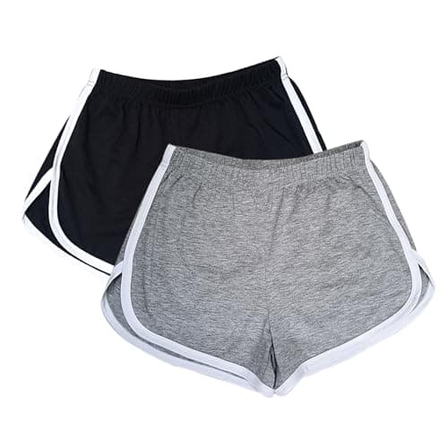 Image of WEBGGER 2 Pack Women's Cotton Yoga Dance Short Pants Sport Shorts Summer Athletic Cycling Hiking Sports Shorts (S, Black,Grey)