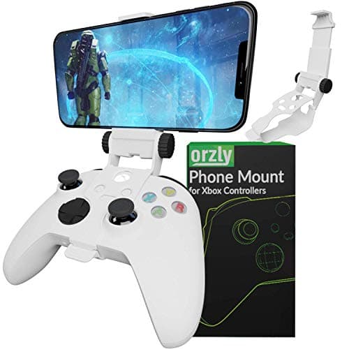 Image of Orzly Xbox Series X Controller Mobile Gaming Clip, Xbox Controller Phone Mount Adjustable Phone Holder Clamp Compatible with Xbox Series X|S, Xbox One, Xbox One S, Xbox One X-Robot White