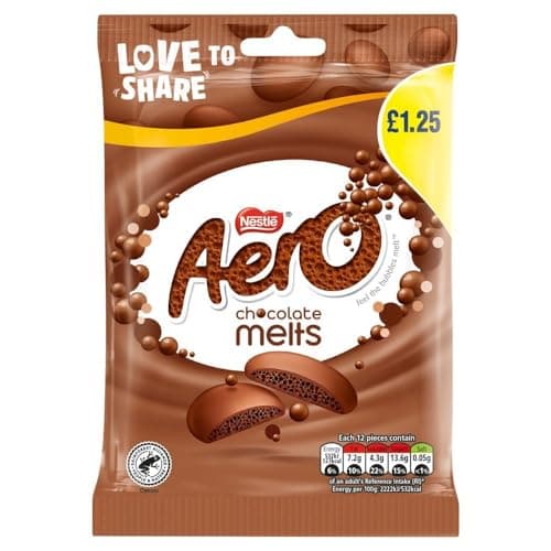 Image of Aero Melts Milk Chocolate Sharing Bag 80g x 12 Bags