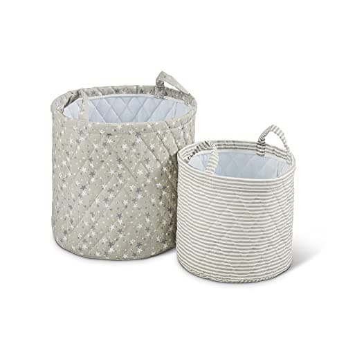Image of Ickle Bubba Quilted Storage Baskets – Pack of 2 Stylish Cotton Baskets for Toys, Nursery, Bedroom & Living Room Organisation (Cosmic Aura)