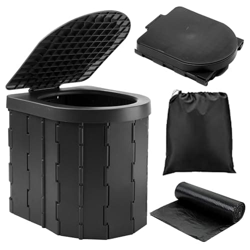 Image of KINSPORY Portable Toilet, Outdoor Camping Toilet Fishing Toilet Campervan Toilet Collapsible Toilet Bucket Portable Loo Camping WC
