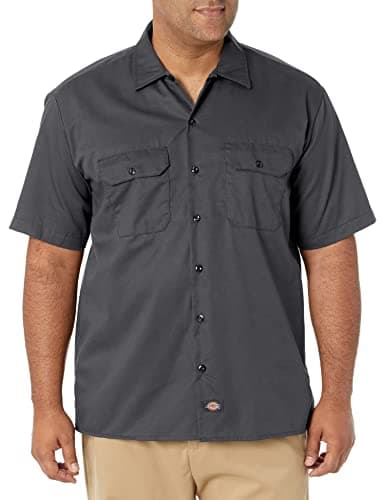 Image of Dickies Men's Short Sleeved Workwear Shirt, Grey (Charcoal Grey), S UK