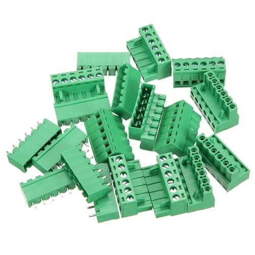 Image of sourcing map 10 Pcs 6 Pin 5.08mm Pitch PCB Mount Screw Terminal Block Connector Plug Socket Panel Mount Pluggable Type Connector 300V 20A for 24-12AWG Cable