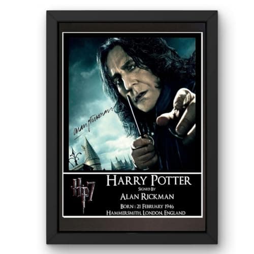 Image of Harry Potter : Severus Snape/Alan Rickman Signed Autograph Print Poster Black Framed Mounted Wall Art (10x12) Actor Artwork for Home & Office Decor Gift