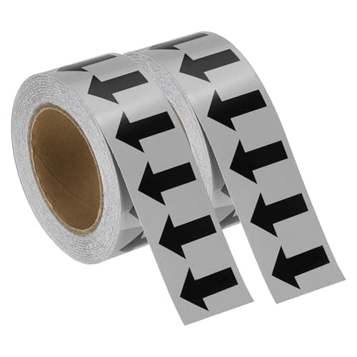 Image of sourcing map Directional Pipe Flow Arrow Adhesive Tape Pipeline Arrow Stickers 2 Inch x 65 Ft Pipe Identification Marking Labels for Pipe Flow Markers, Black on Gray Pack of 2