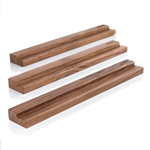 Image of MÖNKE Vinyl Record Wall Mount - 3 Elegant Display Ledges Made from Solid Wood - This Vinyl Record Shelf Will Hold Records of Any Size (Walnut)