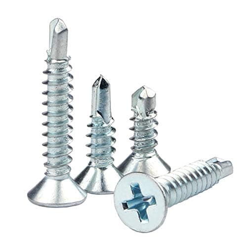 Image of 100pcs 4.2 * 32mm Self Tapping Screws Metal Cross Countersunk Drill Tail Self Drilling Screws for Metal 32mm Zinc Plated Iron