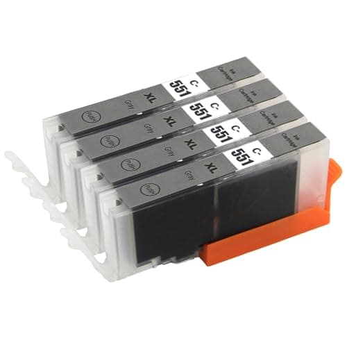 Image of 4 Go Inks Grey Ink Cartridges to replace Canon CLI-551GY Compatible / non-OEM for PIXMA Printers, High Capacity