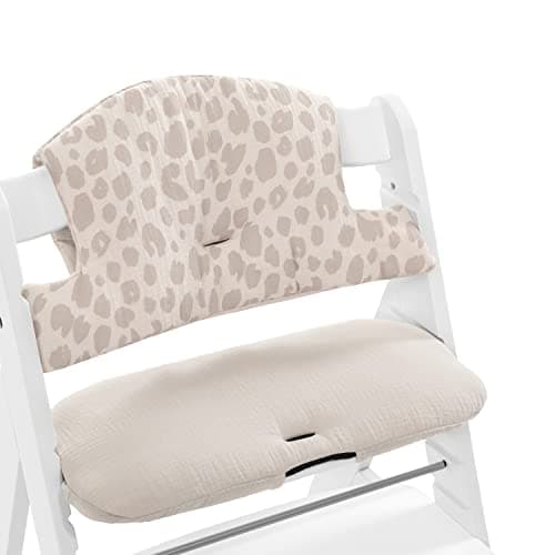 Image of hauck Highchair Pad Select, Muslin Leo Natural - for Alpha+ Wooden High Chair, from 6 Months, Soft Fabric, Anti Slip, Machine Washable, Easy to Install