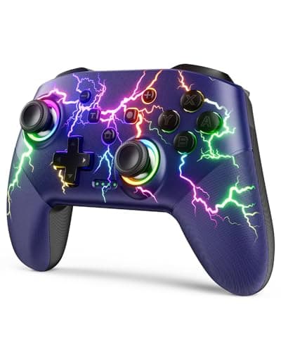 Image of VOYEE Switch Controller Compatible with Switch/Lite/OLED/PC Windows, RGB Lightning Programmable 1000mAh Wireless Pro Controller with One Key Pairing Wake Up Vibration Turbo