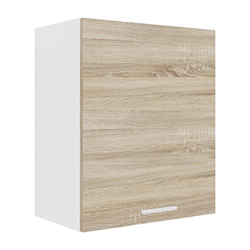 Image of VCM Wall Cupboard 1 Door, Composite Wood, White/Sonoma Oak, One Size