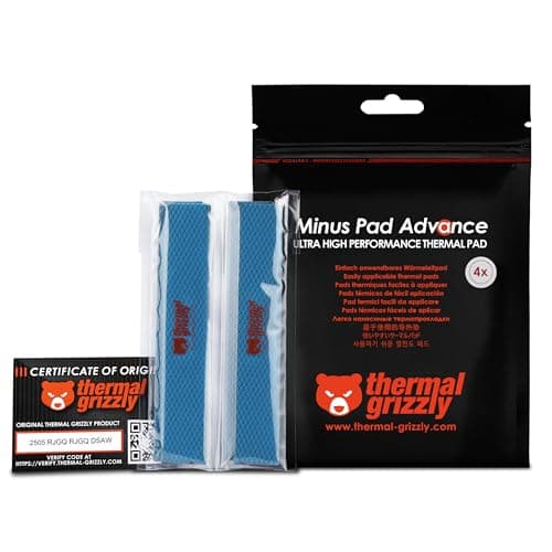 Image of Thermal Grizzly Minus Pad Advance - 120x20x3.0mm 4-Pack Thermal Interface Pad, Electrically Non-Conductive, High Thermal Conductivity & Compressibility for SSDs, GPUs & Electronics