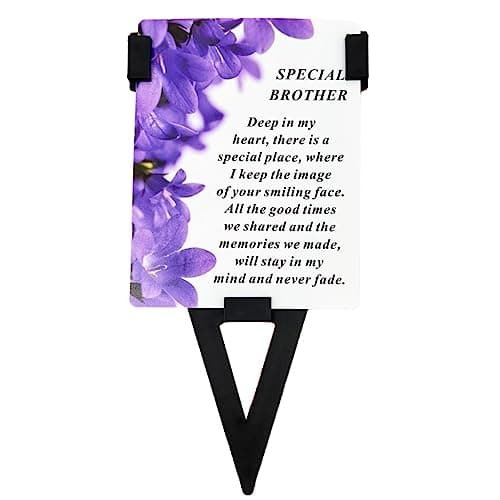 Image of Angraves Special Brother Flower Memorial Remembrance Verse Plastic Coated Grave Graveside Card and Stand Stake