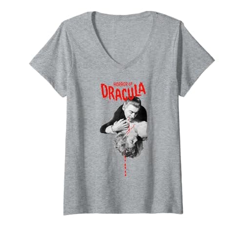Image of Womens Hammer Horror of Dracula Movie Poster Art Christopher Lee V-Neck T-Shirt