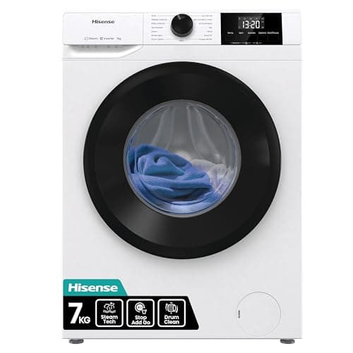 Image of Hisense WF1G7021BW Freestanding 7 KG-Front Load Durable Inverter Washing Machine, Steam Wash-Quick Wash-15 Washing Programs-1200 RPM-White-Energy Rating B