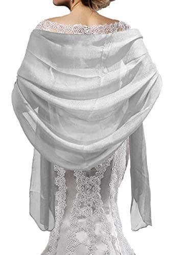 Image of Mirror Fashion Women Ladies Lovely Colours Silky Long Soft Shawl Wrap Stole L74" For Evening Dress Bridesmaids Wedding Prom (Silver)