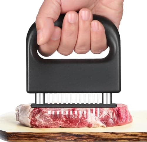 Image of MEETOZ Meat Tenderizer Tool, 48 Stainless Steel Ultra Sharp Needle Blades Meat Tenderizer Stapler for Tenderizing Beef, Pork, Turkey, Fish, Cooking Tool Best for Tenderizing, Marinade, BBQ