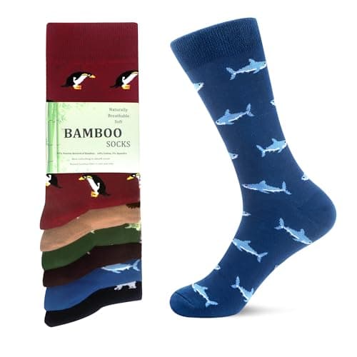 Image of WeciBor Men's Bamboo Socks Breathable Soft Casual Socks, 6 Pack Multicolor Animal, Size 8-12