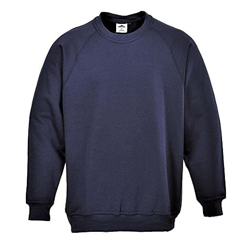 Image of Portwest B300 Roma Sweatshirt Durable Soft Workwear Crew Neck Fleece 40+ UPF Sun Protection Comfortable Fit for Casual Corporate and Industrial Use, Navy, L