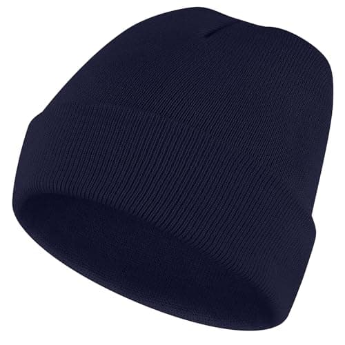 Image of Yisica Beanie for Men Women, Soft Warm Slouchy Beanie Hats Winter Knit Caps Ski Hat Unisex (UK, Alpha, One Size, Navy Blue)