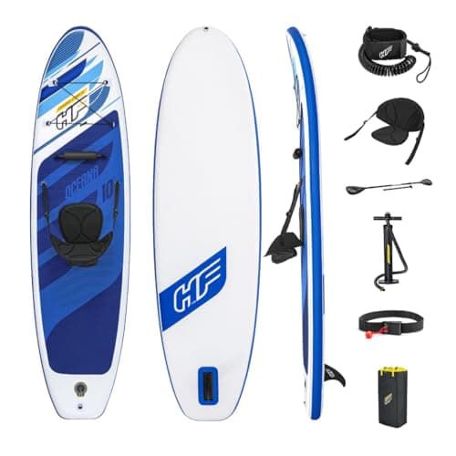 Image of Hydro Force Oceana Inflatable Paddle Board, Kayak Conversion kit, SUP Board with Kayak Seatset with Carry Backpack, Pump, Paddle, 10ft