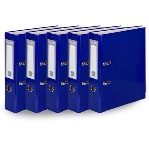 Image of OFFICE CENTRE 5X Blue A4 Large 75mm Lever Arch File Folder Metal Edge Strengthened Stationery Document Archive Paper Storage Office School Home Easy Filing System 15 Colour Coding Wide Spine