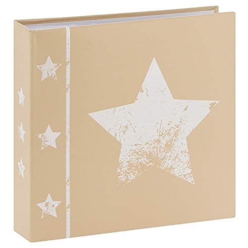 Image of Hama "Skies" Slip-In Photo Album (Memo album with 100 pages, for inserting 200 photos in 10x15 format, Star motif, 22.5cm x 22cm), Beige photo book