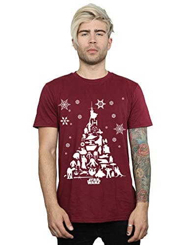 Image of Star Wars Men's Christmas Tree T-Shirt Burgundy Large