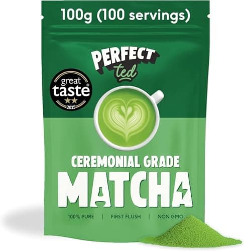 Image of PerfectTed Matcha Powder, Ceremonial Grade Japanese, 100g (100 Servings), Perfect for Lattes & Smoothies | Premium Matcha Fuel | with L-Theanine | Antioxidants | Vegan | Gluten-Free (100g)