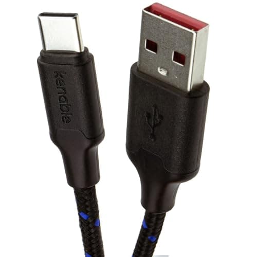 Image of kenable Braided USB A to USB C Cable Fast Charge 3A 20AWG Data Sync Lead Black 0.5m