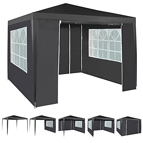 Image of Event Gazebo with 4 Side Panels, Outdoor Waterproof Party Tent Marquee with Coated Steel Frame (Grey, 3X3M)