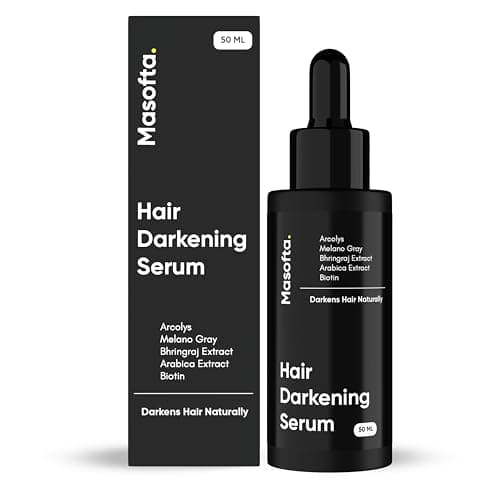 Image of Masofta Anti Grey Hair Darkening Serum for Reversing & Limiting Hair & Beard Greying With Arcolys & Melano Gray - Suitable For Men & Women, White 50 ml (Pack of 1)