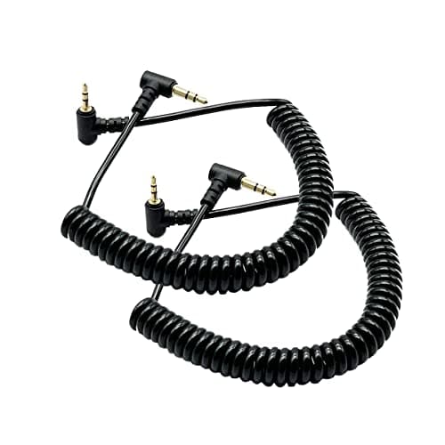 Image of Coild 3.5mm to 2.5mm Aux Cable, Seadream 2Pack 90 Degree Double Angled 2.5mm Male to 3.5mm 1/8inch Male TRS Stereo Audio Headphone Aux Coiled Cord Cable (2Pack Coiled 5FT)