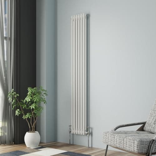 Image of NRG Column Radiator Gloss White 1800x290mm Double Traditional Cast Iron Style Heater Interior Designer Vertical Bathroom Radiators