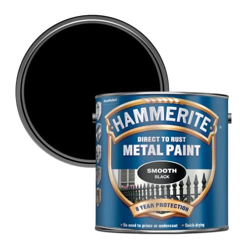 Image of Hammerite Direct to Rust Metal Paint - Smooth Black Finish 2.5L
