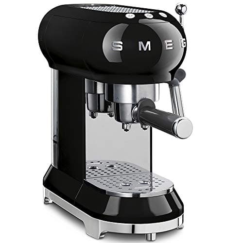 Image of Smeg ECF01BLUK 50's retro style espresso coffee machine, stainless steel filter holder, an anti-drip system, 1L, Black