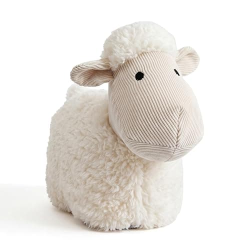 Image of GEEZY Weighted Door Stop Animal - Novelty Fabric Sheep Floor Stopper with Sand Filling - Decorative Lamb Door Holder for Wood, Carpet, Home Bedroom & Living Room