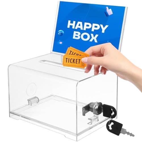 Image of MAGICLULU Lockable Acrylic Business Card Box 6.3x4.7x3.9 Inch Clear Suggestion Box Donation Ballot with Lock and Keys for Fundraising Voting Wedding Card Tip Storage Office Reception