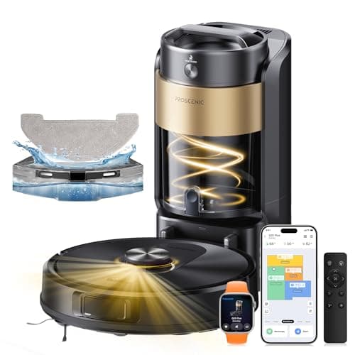 Image of Proscenic Q20Plus Robot Vacuum and Mop with Bagless Self-Emptying Base, 10000Pa Suction 200Mins, Lidar Navigation Robotic Vacuum with Smart Obstacle Avoidance, Saves Multiple Maps, for Carpets & Floor